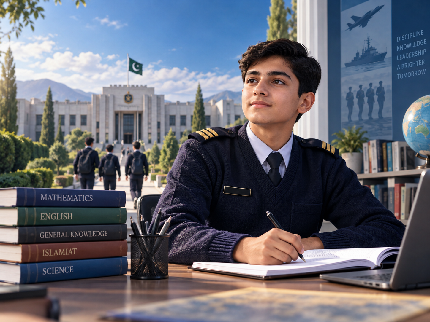 Cadet college students preparing for admission tests